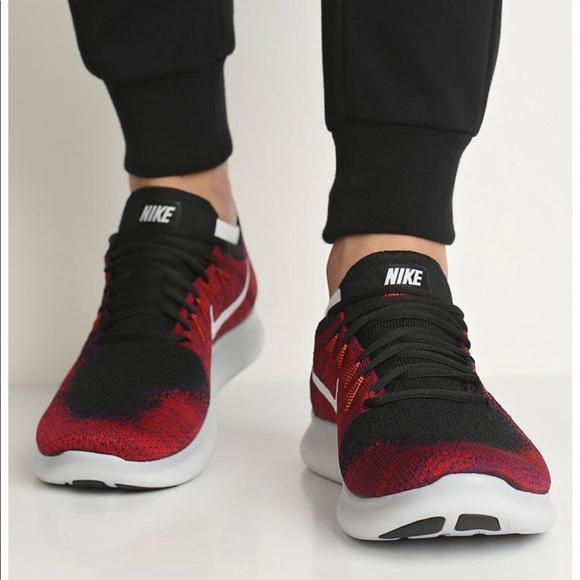 NWT Nike Free Rn Flyknit 2017 Black/Red WMNS - Picture 2 of 7